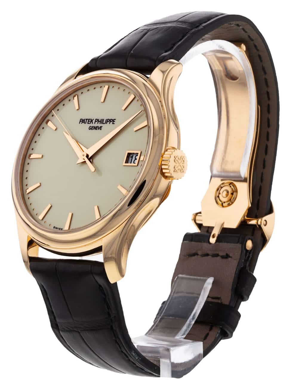 Patek Philippe Calatrava Ivory Baton Dial Leather Strap